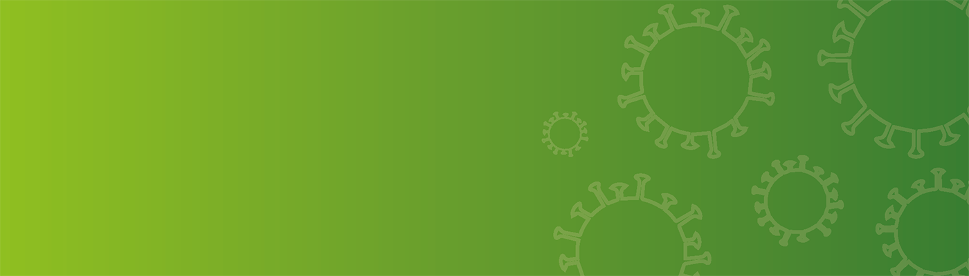 Stylised viruses on a green background